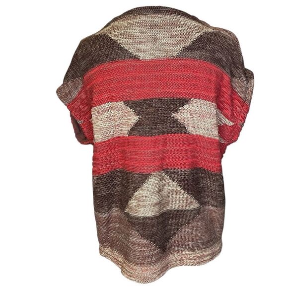 Lauren Ralph Lauren Aztec Geometric Sleeveless Knit Sweater Red Tan Brown S/M - Picture 3 of 11